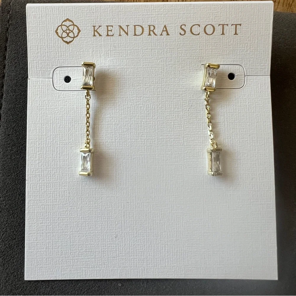 Kendra Scott Juliette 14K Gold Plated CZ Baguette Earrings and Bracelet - Picture 2 of 8